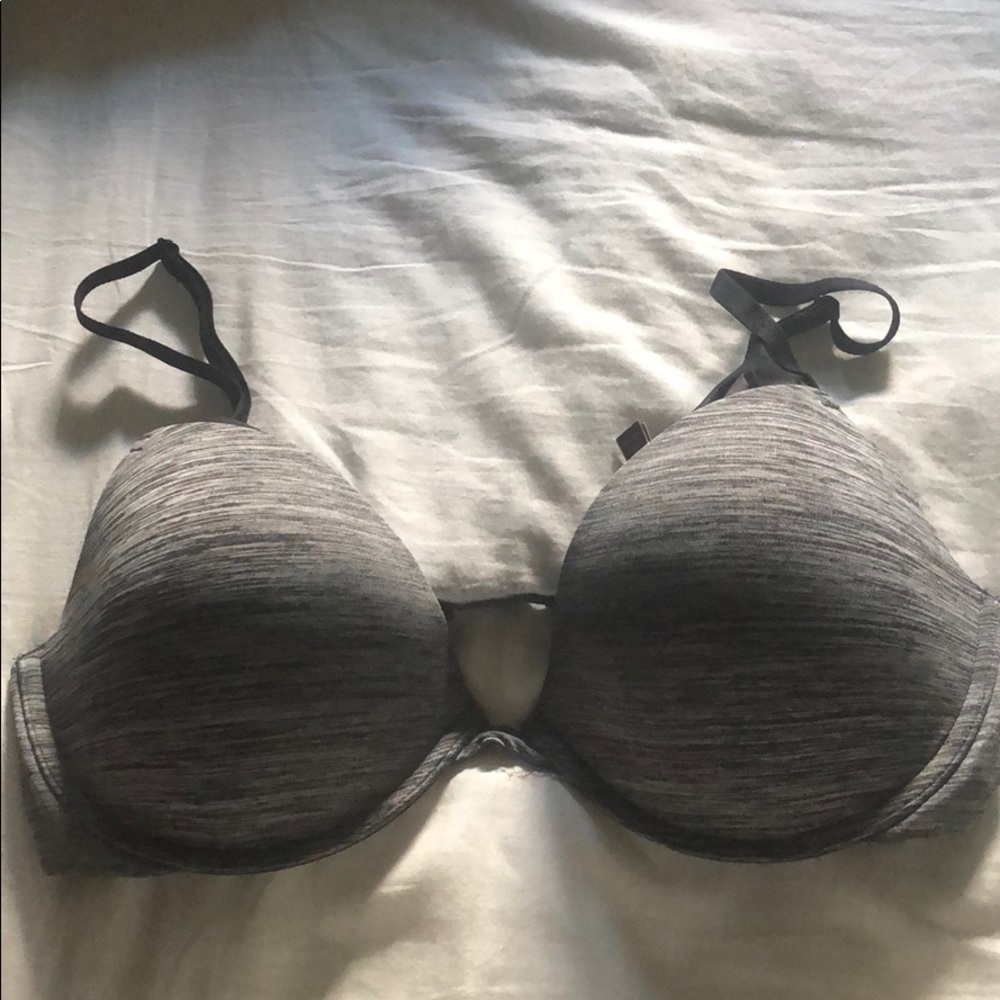 Gray and Black Plunge VS Bra